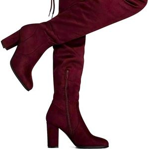 DREAM PAIRS Thigh High Over the Knee Block Heel Boot